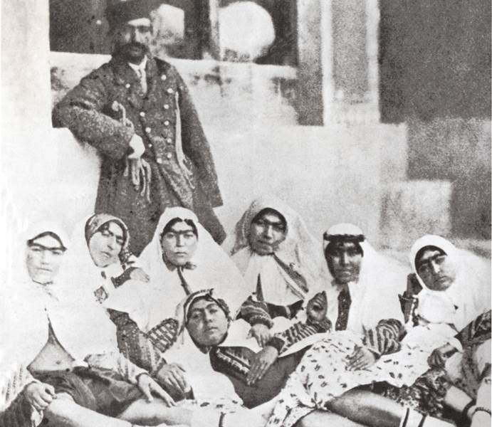 Nasseredin Shah with some of his wives